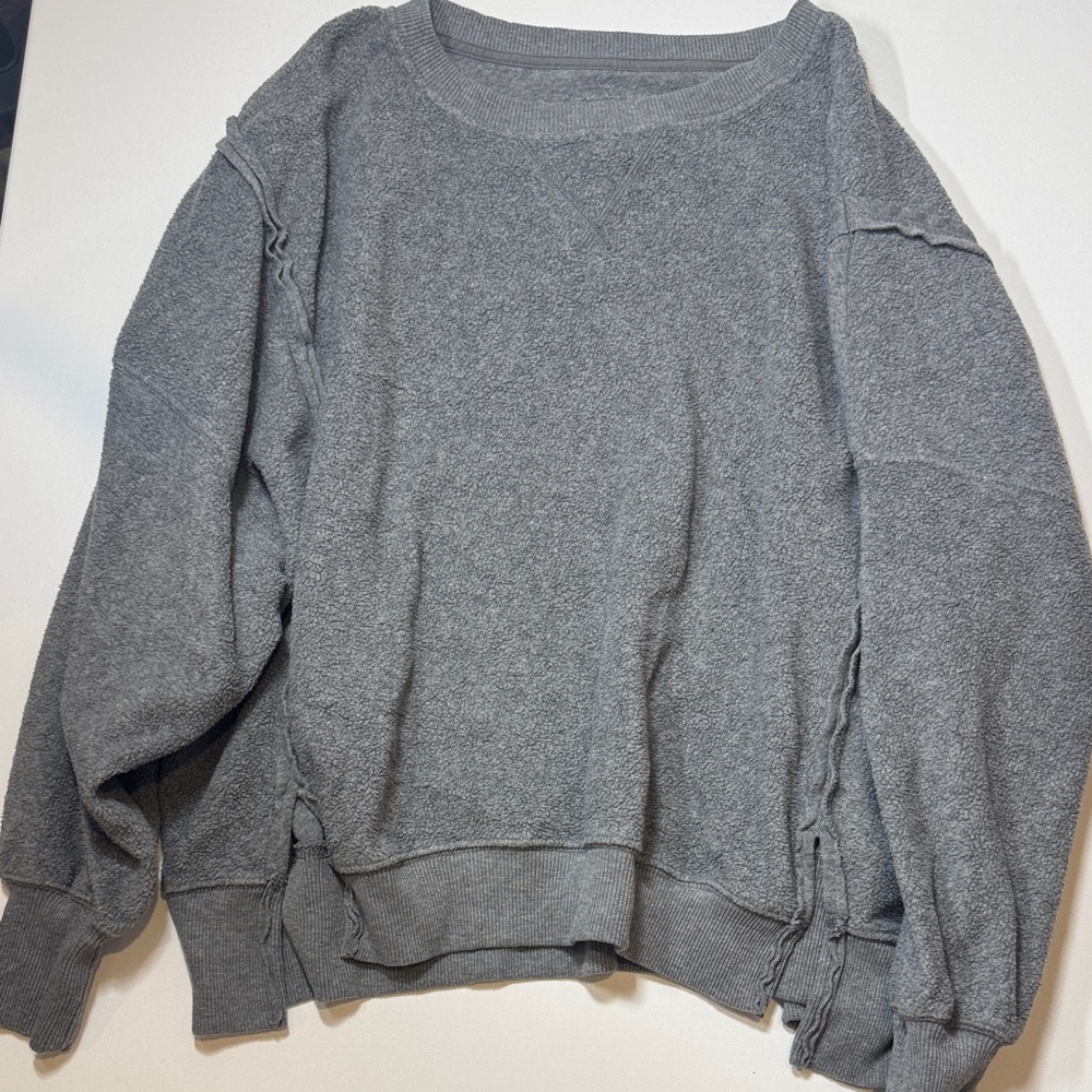 American Eagle Outfitters Gray Scoopneck Crew Sweater